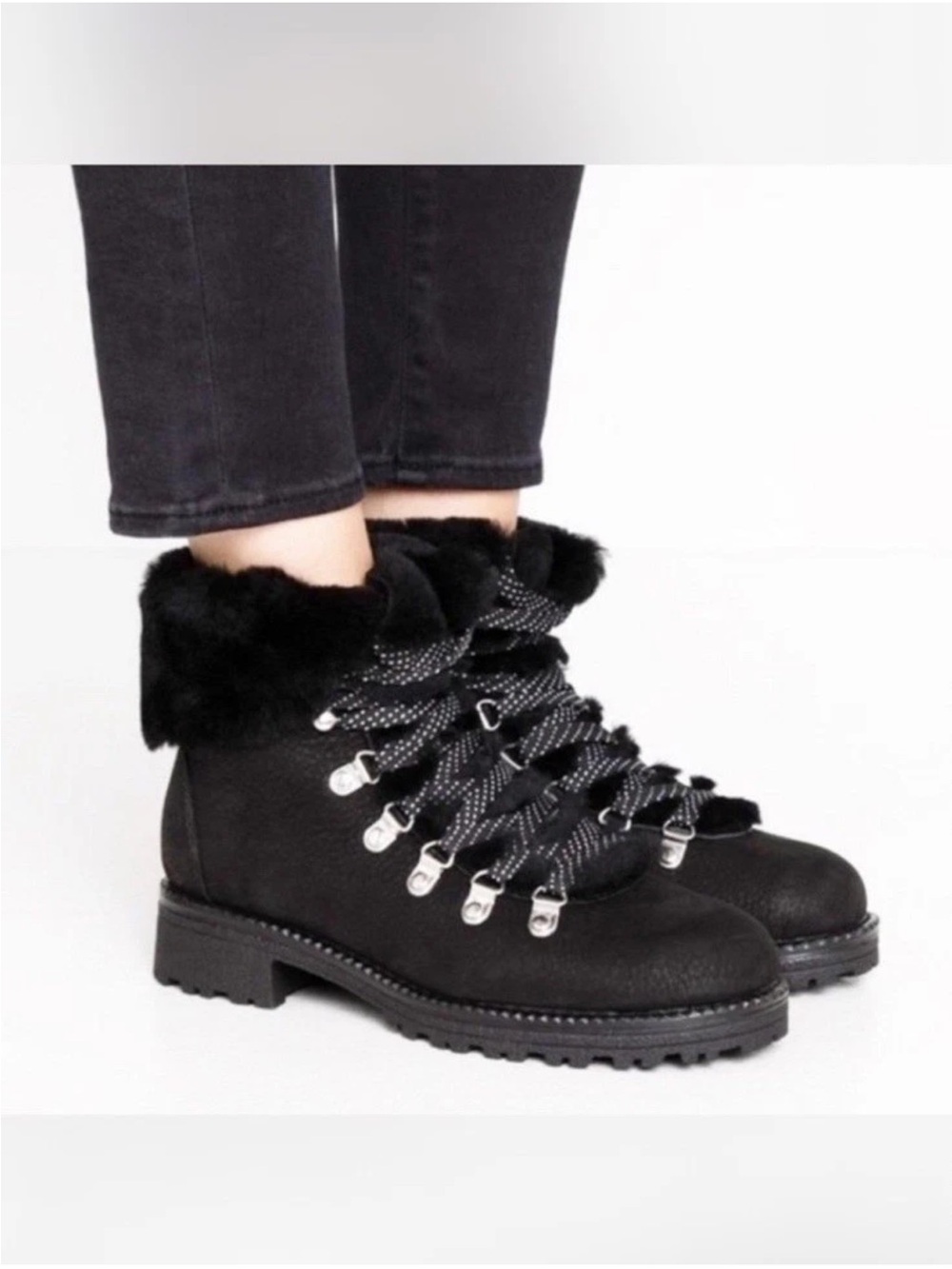 J.CREW Size 10M Classic Nordic Leather Winter Hiking Boots Faux Shearling
